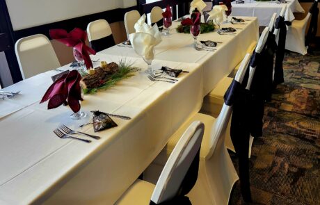 Tables set up for a wedding reception